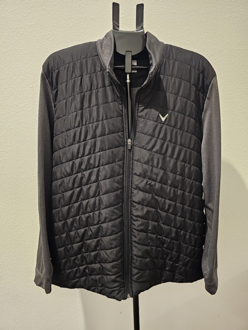 Callaway Golf Men's Hybrid Quilted Puffer Full Zip Jacket - Black/Gray XL